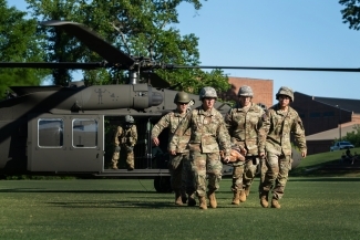 National Guard practices medical evacuation with black hawk helicopter