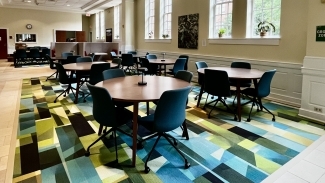 Tables and Chairs in the Temporary Library in Lilly Gallery