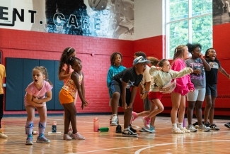 students playing in a gym