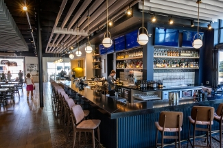 an upscale bar at an indoor pickleball facility