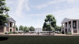 Rendering of the new Phi and Eu Plaza with buildings on both sides