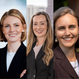 Side-by-side professional headshots of three women