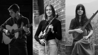 Composite of three musicians: Joseph Terrell, Madeline Dierauf, and Murphy Campbell
