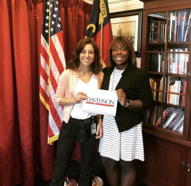 Internship at House of Representatives where Davidson student and alum pose for a photo