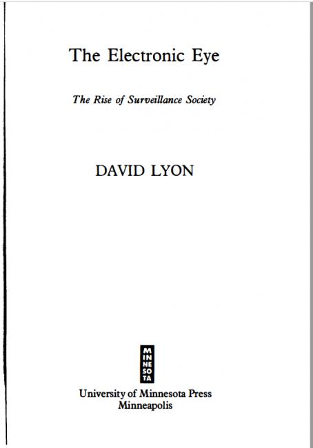 David Lyon Article From Big Brother to the Electronic Panopticon