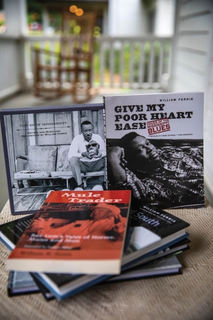 Stack of books and photographs