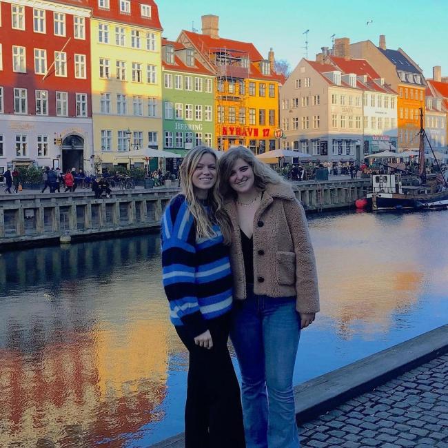 Josie Treadwell and Emily Kane meeting up in Nyhavn, Copenhagen