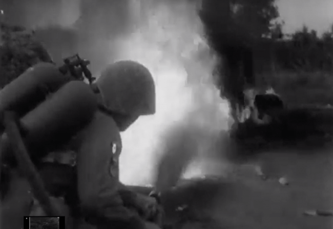 soldier with flamethrower