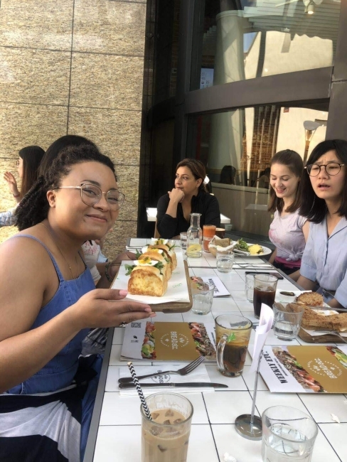 student at restaurant in Shanghai, China