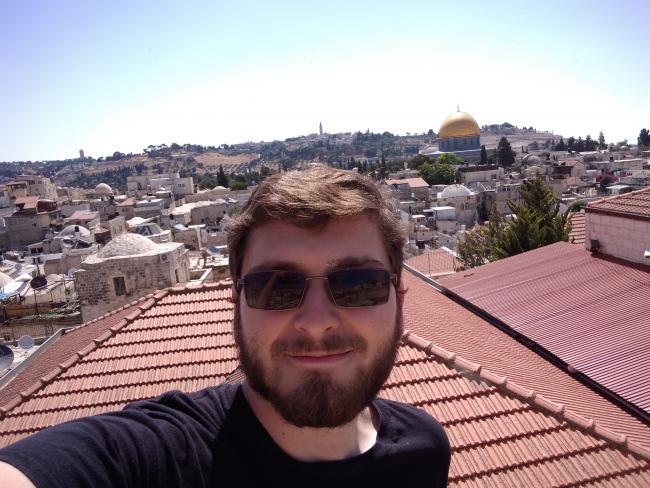 Davidson student selfie in old city of Jerusalem