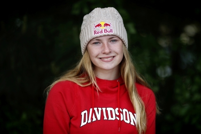 Davidson Olympian Evy Leibfarth '25 headshot in Davidson College sweatshirt