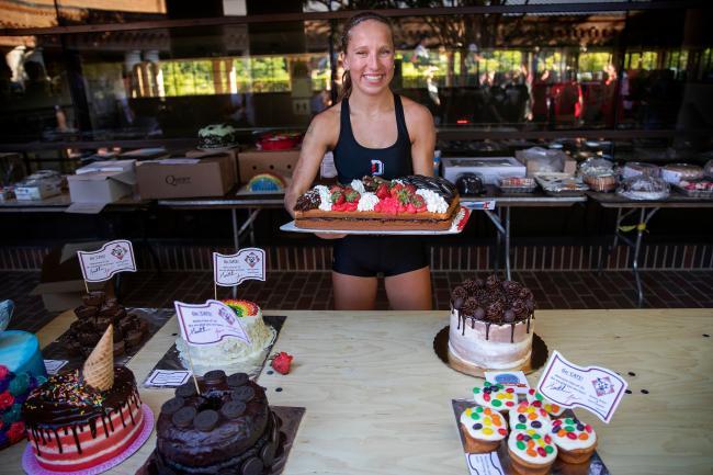Runner take her pick of cakes at the Cake Race