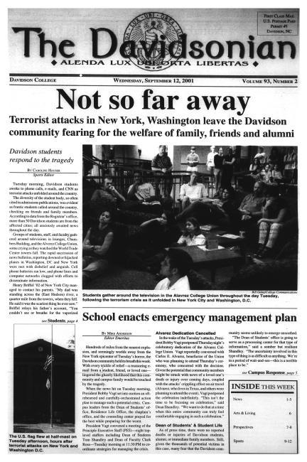 September 11, 2001 Davidsonian Article Archive Collection