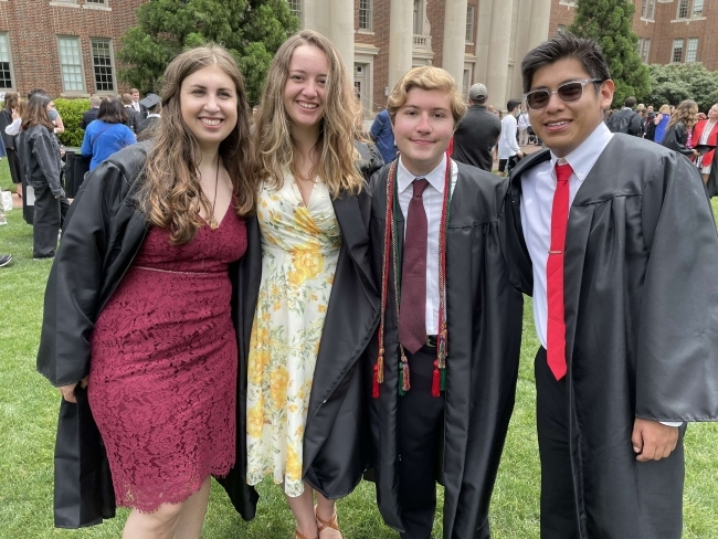 Class of 2021 Davidson Commencement (l-r): deBeus, Ally Roberts, Alex Sinks, Bryan Ortiz