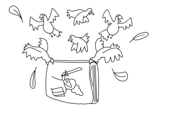 Sketch of birds flying