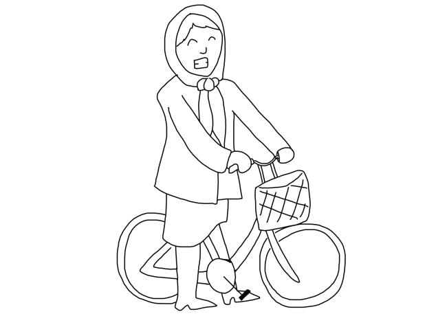 Sketch of a Woman on a bicycle