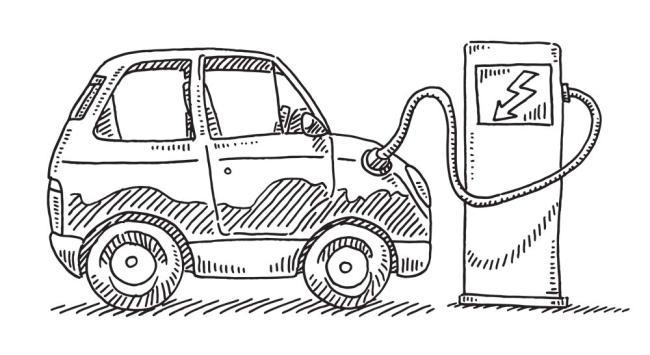 Sketch of Car Charging at Station