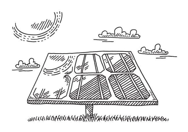 Sketch of Solar Panel With Sun Shining