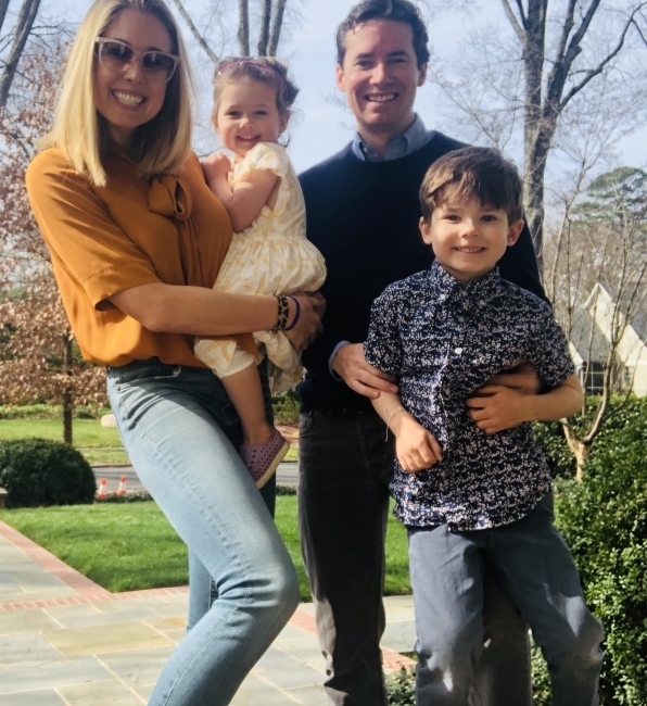 Molly and David Shaw with their two kids outside