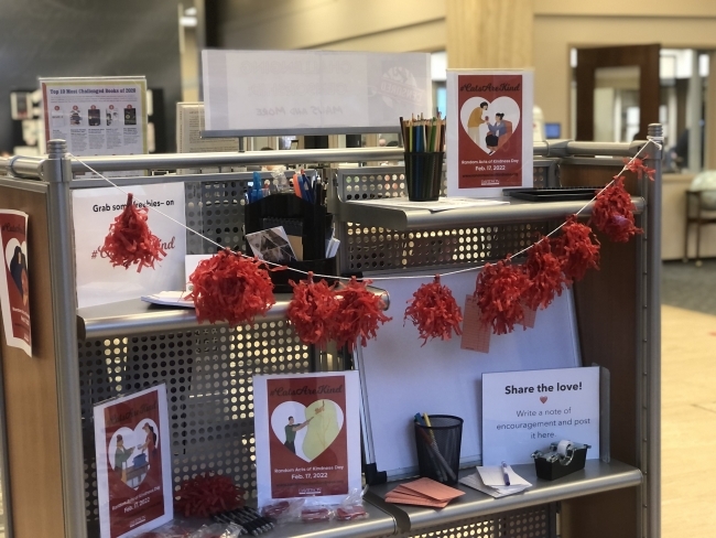 Random Acts of Kindness cart in the library