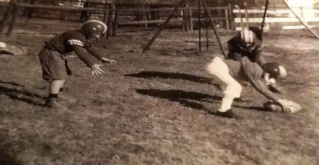 Mike Sheridan ’79 and Pat Sheridan ’81 Playing Football as Children