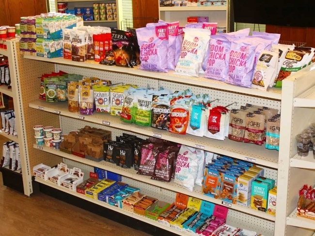 Shelves of snacks