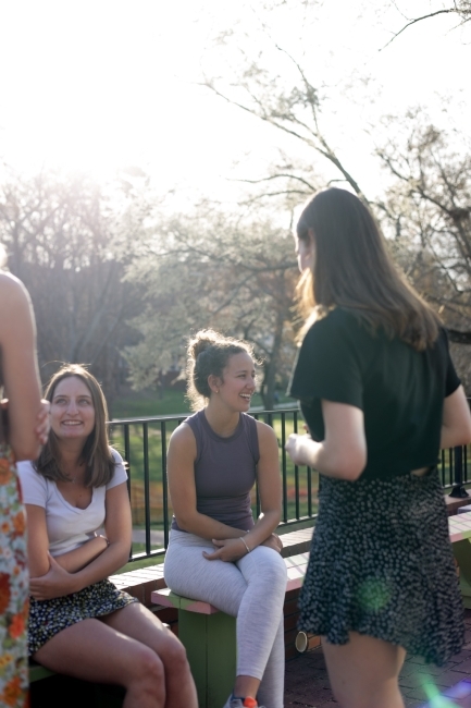 group of women on porch