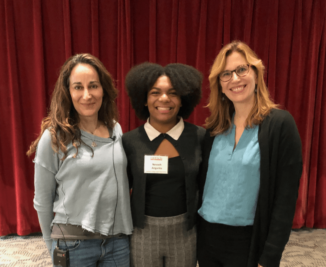 Laeta Kalogridis ’87, Neveah Angarita ’26, and Molly Sentell Haile ’94