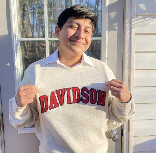Admitted student in Davidson sweatshirt