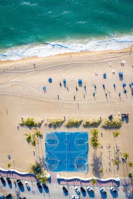 Basketball court beside Florida beach