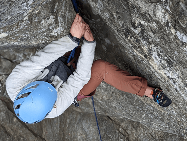 Student rock climbing