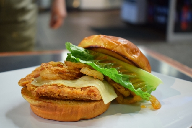 Fried chicken sandwich at Davis Cafe