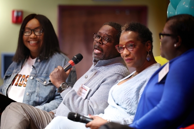 Panel of people speaking at BSC reunion