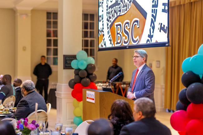 President Doug Hicks speaking at BSC Celebration
