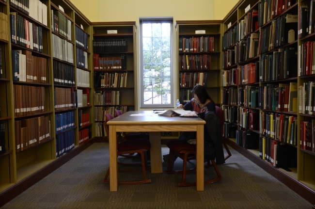 Erin Xu in Sloan Music Library