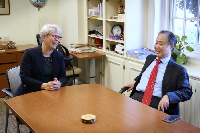 Koji Tomita '77 meeting with Shelley Rigger