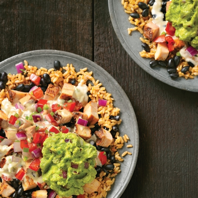 Qdoba chicken burrito bowls