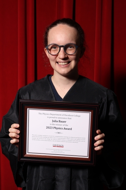 Julia Bauer ’23 accepting her award at Convocation