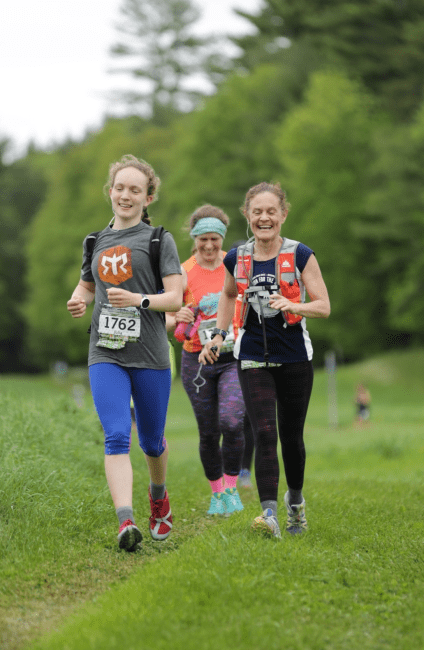 Julia Bauer ’23 trail running with her mother