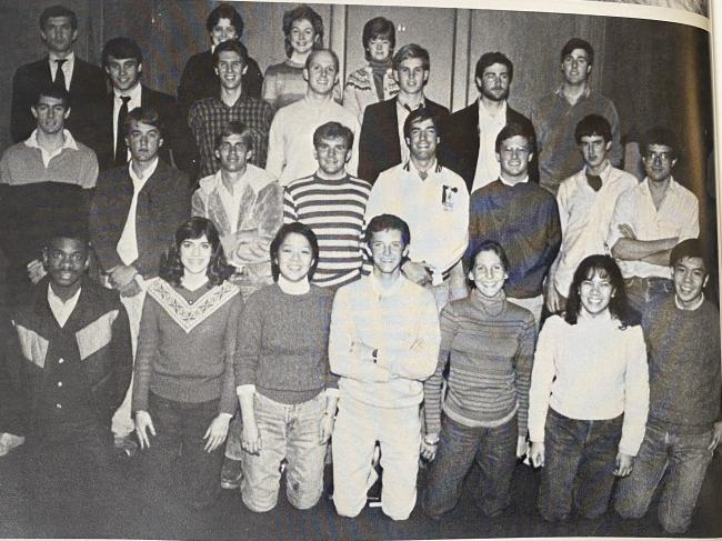 A group of students in black and white
