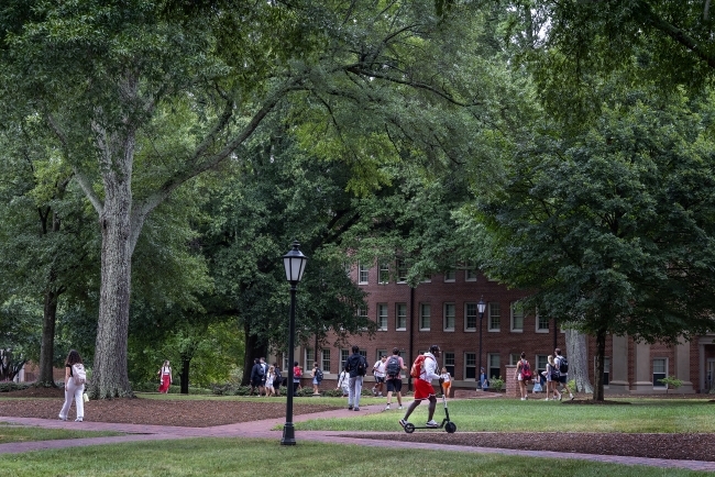 Students walk on campus 