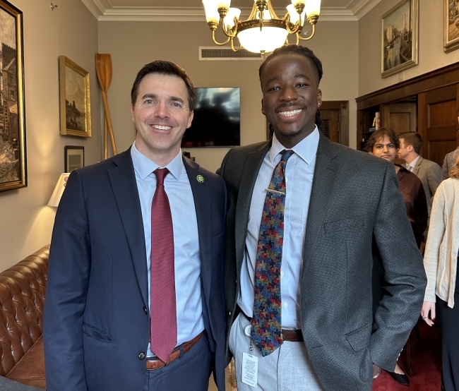 Nathanael Bagonza ’24 and Senator Jeff Jackson