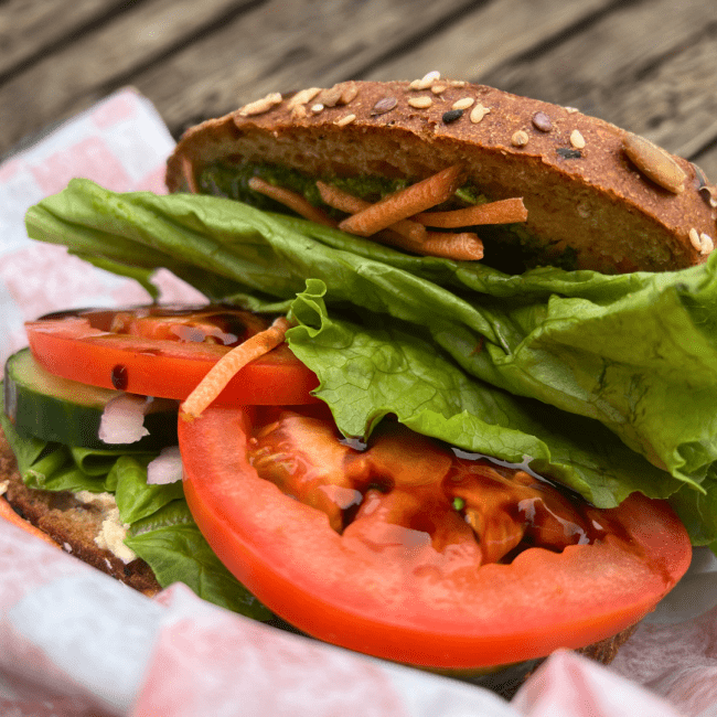 Wildcat Den Pesto & Hummus sandwich