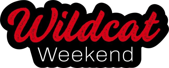 a red and black wordmark reading "Wildcat Weekend"
