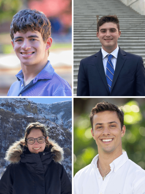 a compilation of four headshots of students