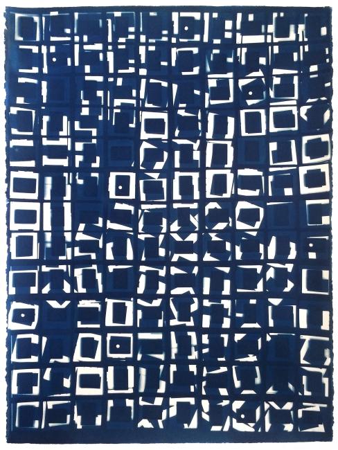 a blue and white cyanotype print