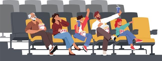 Illustration of family spending time together at the movies