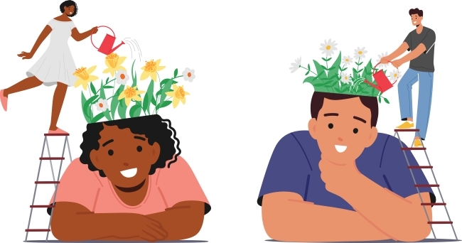 Illustration concept of parents nurturing children's minds