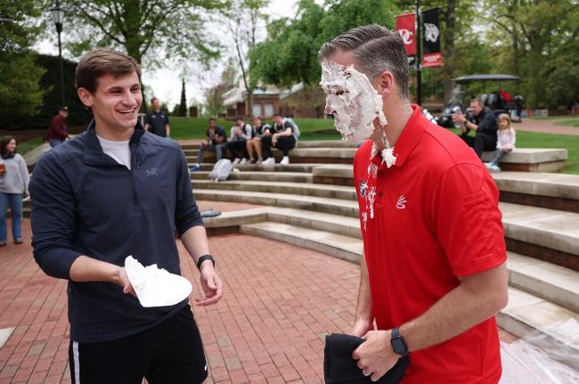 All In For Davidson 2024 student and staff Pie Throwing activity