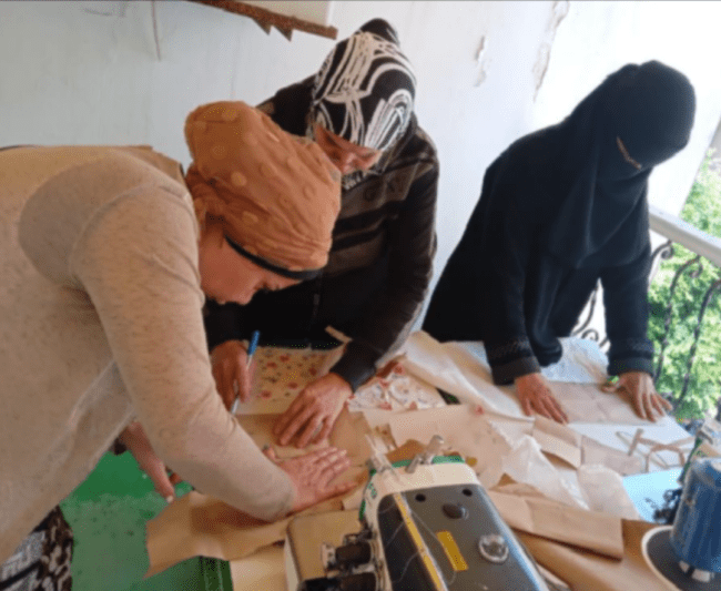 young people working with fabrics